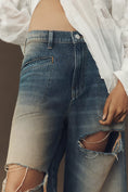 Load image into Gallery viewer, Pilcro Destroyed Knee-Length Washed Denim Shorts