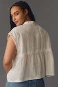 Load image into Gallery viewer, By Anthropologie Linen Applique Buttondown Tank
