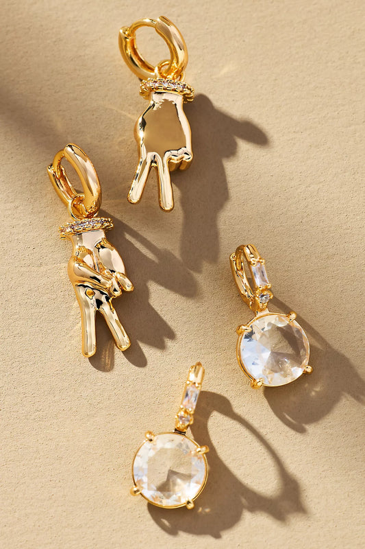 Starry Night Charm Huggie Hoop Earrings, set of 2