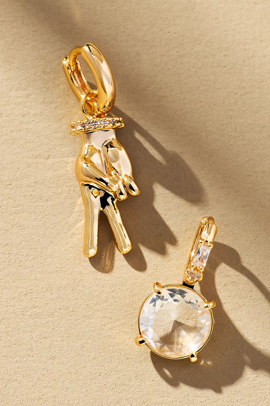 Starry Night Charm Huggie Hoop Earrings, set of 2