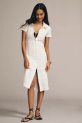 Load image into Gallery viewer, By Anthropologie Short-Sleeve Collared Textured Midi Shirt Dress