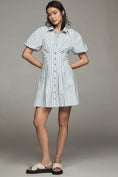 Load image into Gallery viewer, By Anthropologie Puff-Sleeve Mini Shirt Dress