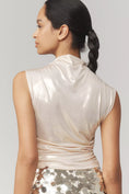 Load image into Gallery viewer, Maeve Mock-Neck Ruched Shine Tank