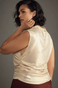 Load image into Gallery viewer, Maeve Mock-Neck Ruched Shine Tank