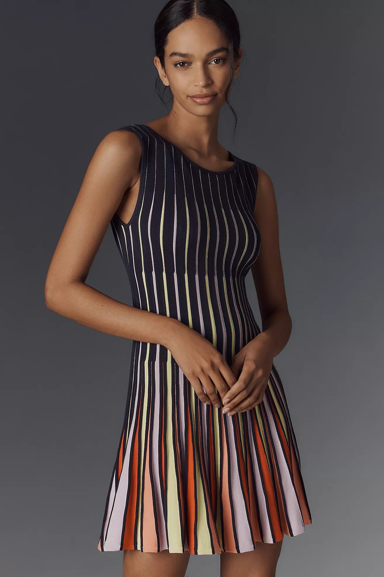 Maeve Boat-Neck Knit Fit & Flare Knit Mini Dress  katie + hubbell
