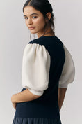 Load image into Gallery viewer, Maeve Puffed Short-Sleeve V-Neck Cardigan Sweater