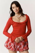 Load image into Gallery viewer, Maeve Long-Sleeve Scoop-Neck Ruched Top