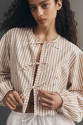 Load image into Gallery viewer, Maeve Tie-Front Puff-Sleeve Shirt