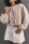 Load image into Gallery viewer, Maeve Tie-Front Puff-Sleeve Shirt