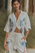 Load image into Gallery viewer, Celandine Linen Blend Embroidered Short-Sleeve Buttondown Shirt