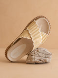 Load image into Gallery viewer, The Fabby | Beige Double Strap Raffia Spring Slide