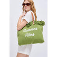 Load image into Gallery viewer, Summer Vibes Fringe Beach Tote: Sage