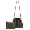 Load image into Gallery viewer, Carrie Olive Pleated Vegan Shoulder Bag
