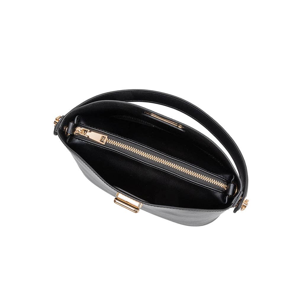 Lana Black Recycled Vegan Leather Xbody Bag