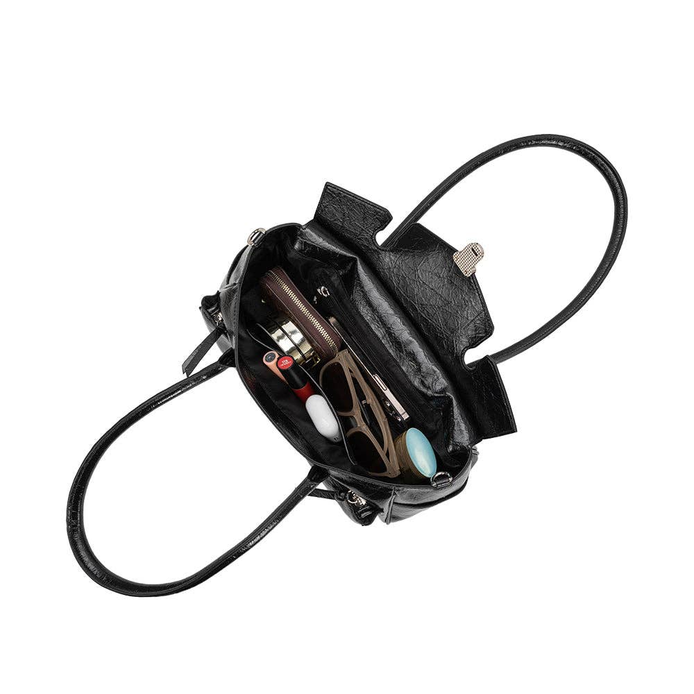 Ruthie Black Recycled Vegan Leather Shoulder Bag