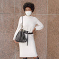 Load image into Gallery viewer, Carrie Black Pleated Vegan Shoulder Bag
