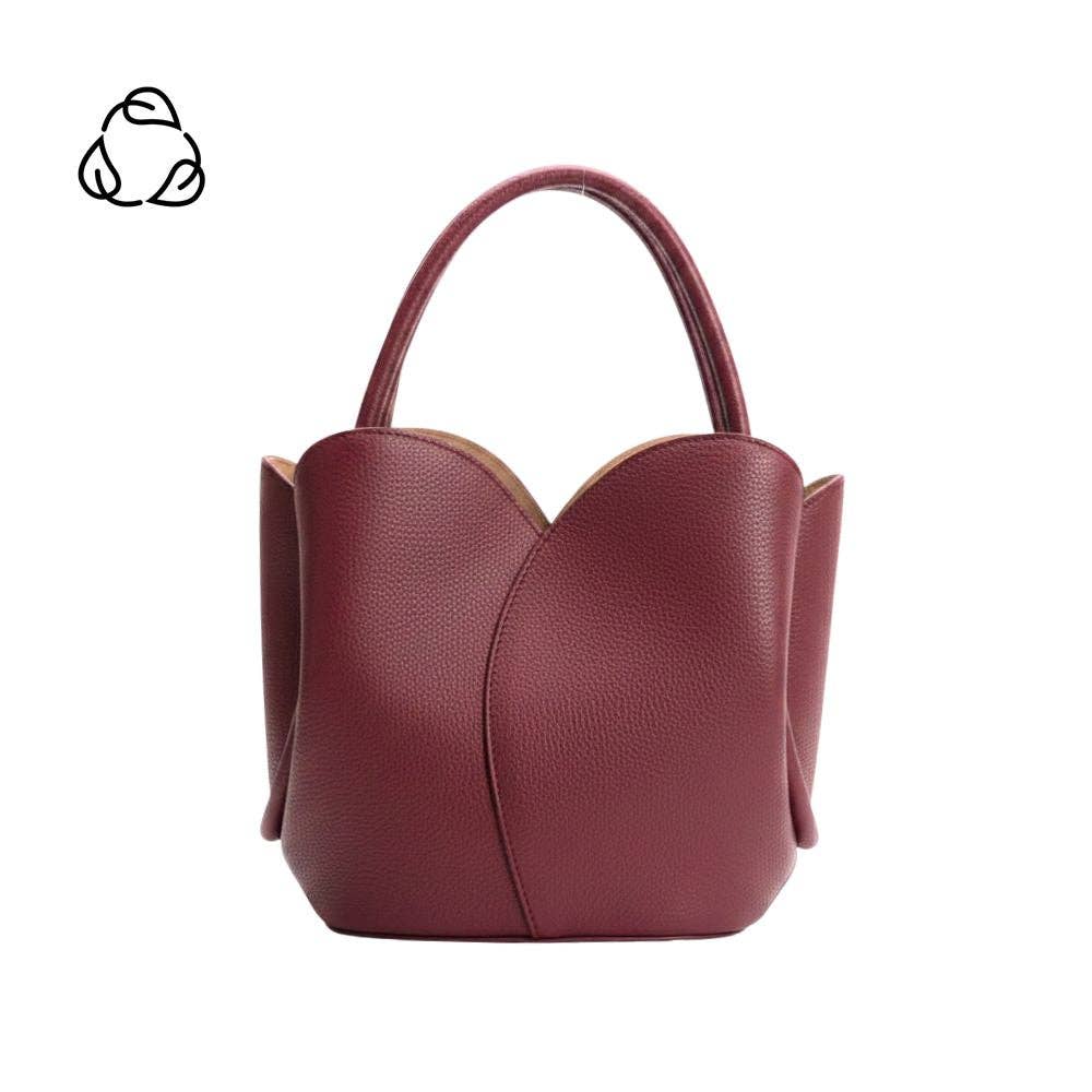 Melie Bianco Tulip Burgundy Recycled Vegan Lthr Top Handle