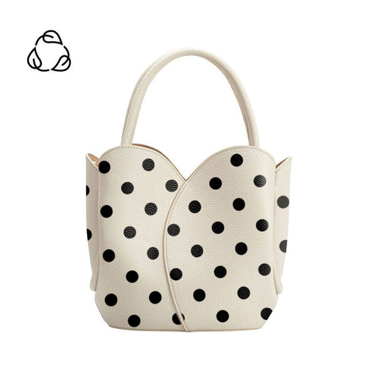 Melie Bianco Tulip Cream Recycl Vegan Plka Dot Top Handle