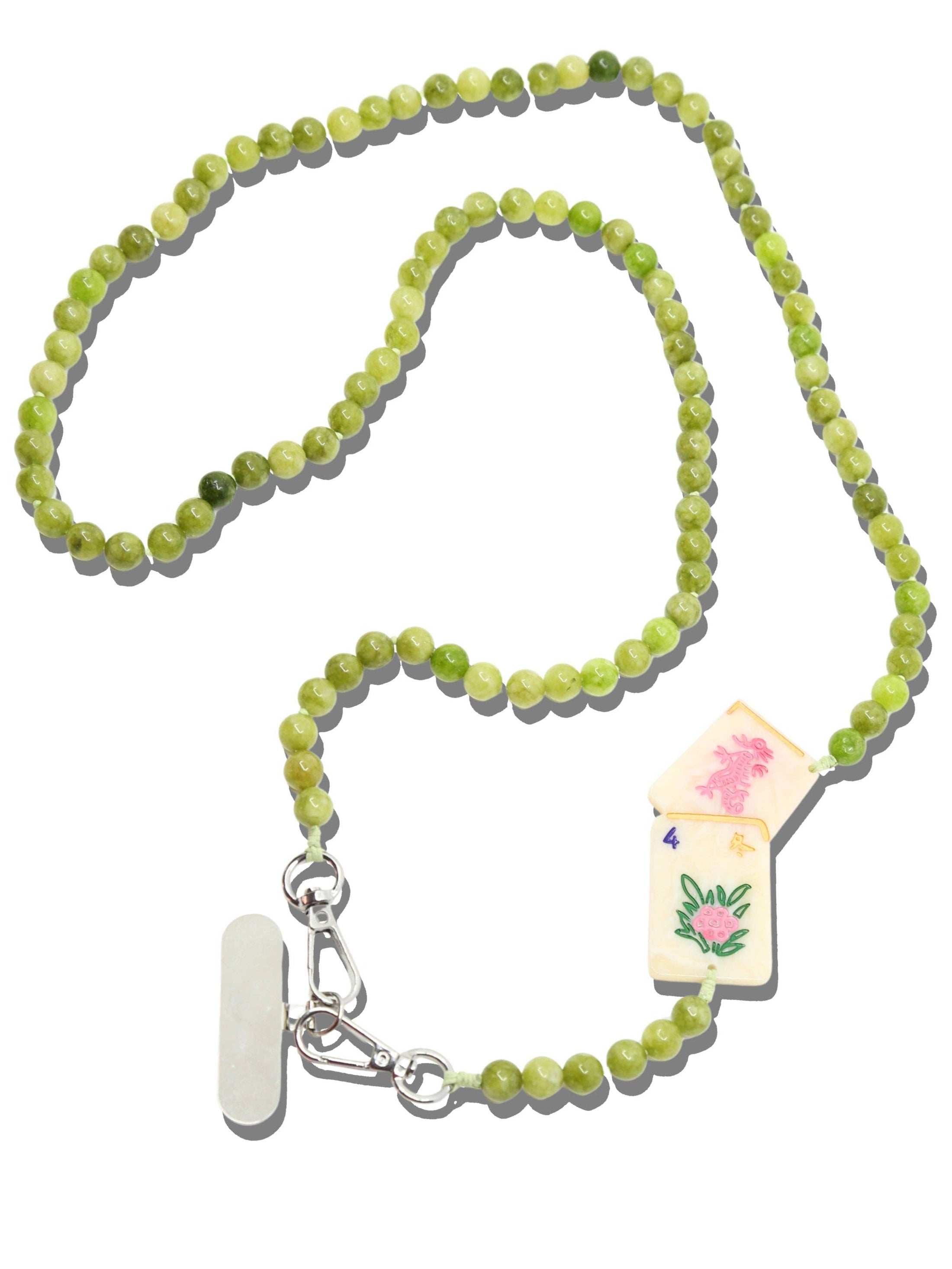Hand-painted Flower Mahjong Crossbody Phone Chain