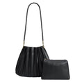 Load image into Gallery viewer, Carrie Black Pleated Vegan Shoulder Bag

