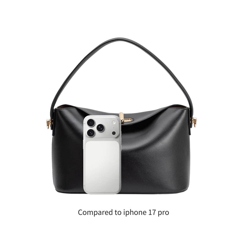 Lana Black Recycled Vegan Leather Xbody Bag