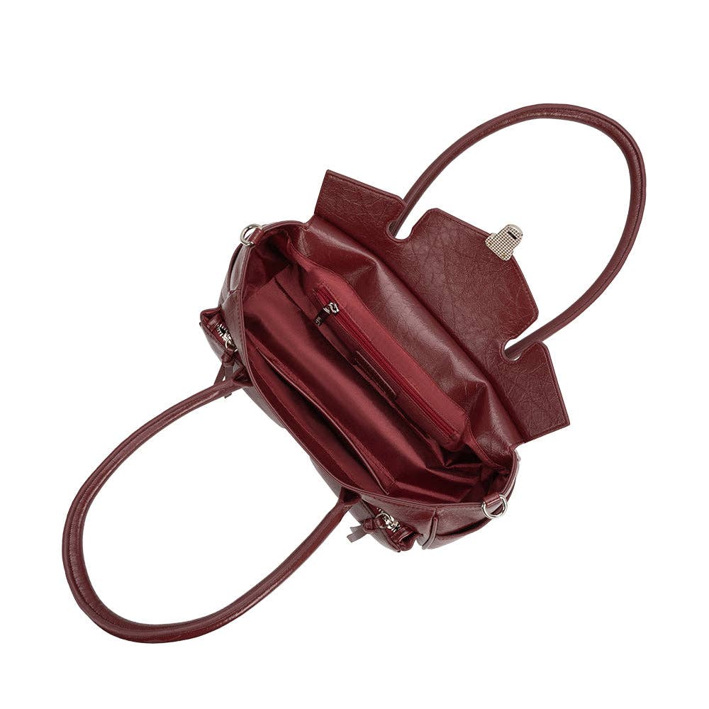 Ruthie Burgundy Recycled Vegan Leather Shoulder Bag