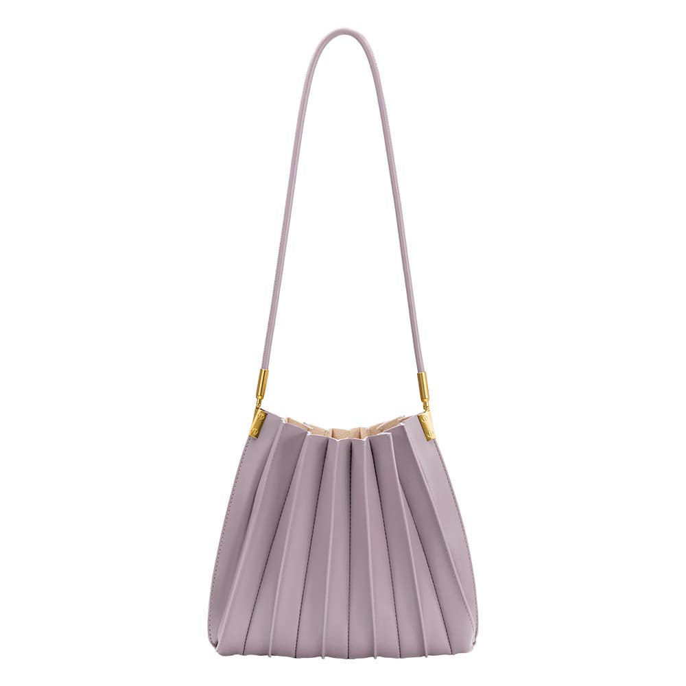 Carrie Lilac Pleated Vegan Leather Shoulder Bag