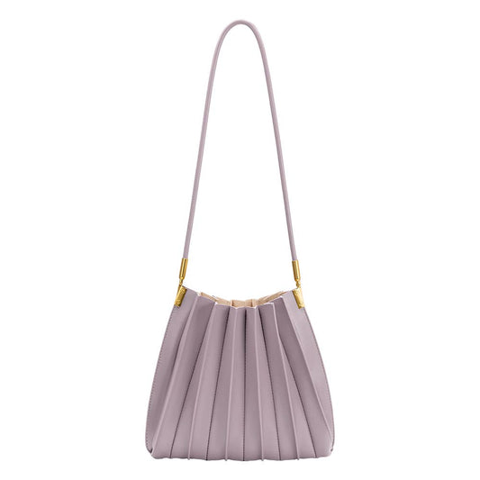 Carrie Lilac Pleated Vegan Leather Shoulder Bag