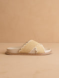 Load image into Gallery viewer, The Fabby | Beige Double Strap Raffia Spring Slide
