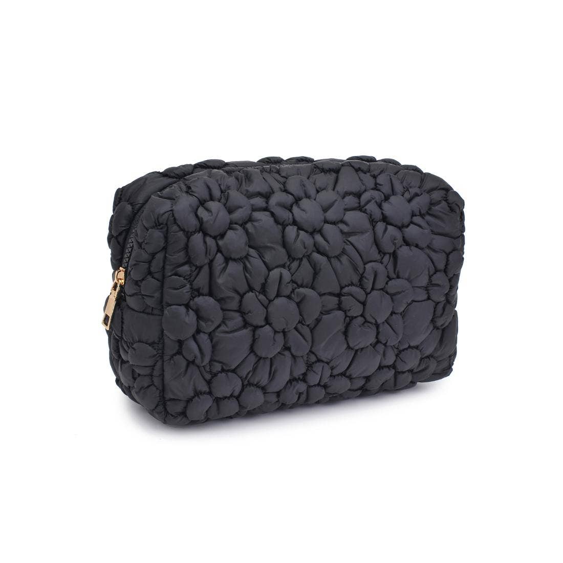 Flora Pop Nylon Cosmetic & Travel Organizer Pouch: Black