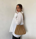 Load image into Gallery viewer, Carrie Taupe Pleated Vegan Shoulder Bag
