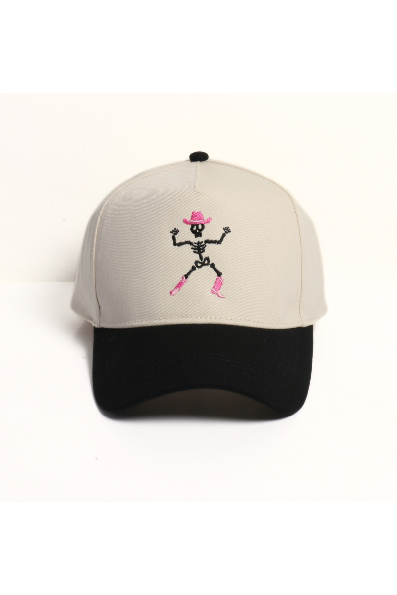 HALLOWEEN WESTERN SKELETON COWBOY Two Tone Cap: Black