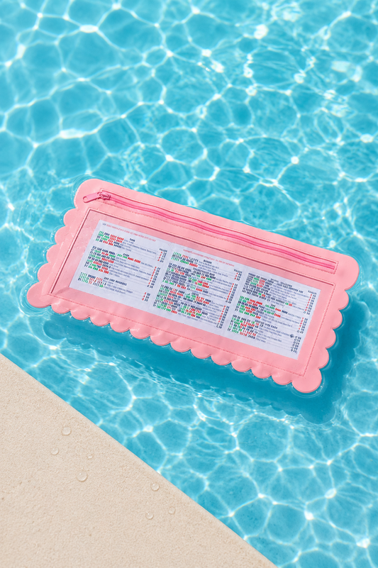 Splash-Proof Mahjong Card Holder for Pool Mahjong - Pink Scallops LARGE SIZE: One Card Holder