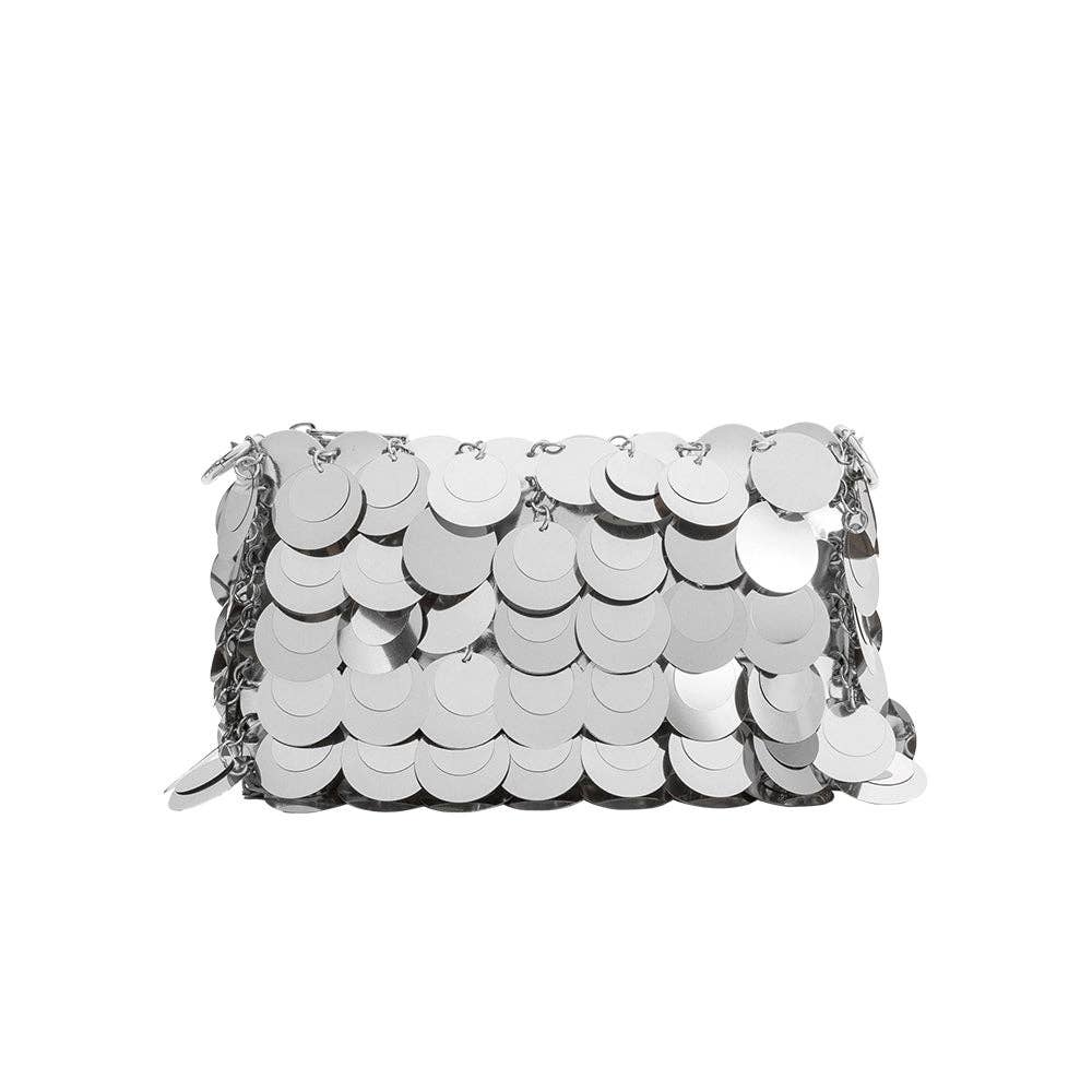 Gillie Silver Sequins Vegan Leather Crossbody Bag