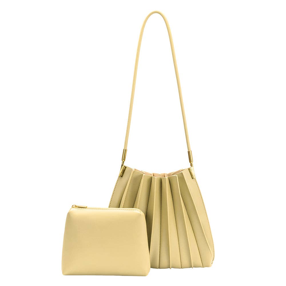 Carrie Key Lime Pleated Vegan Shoulder Bag