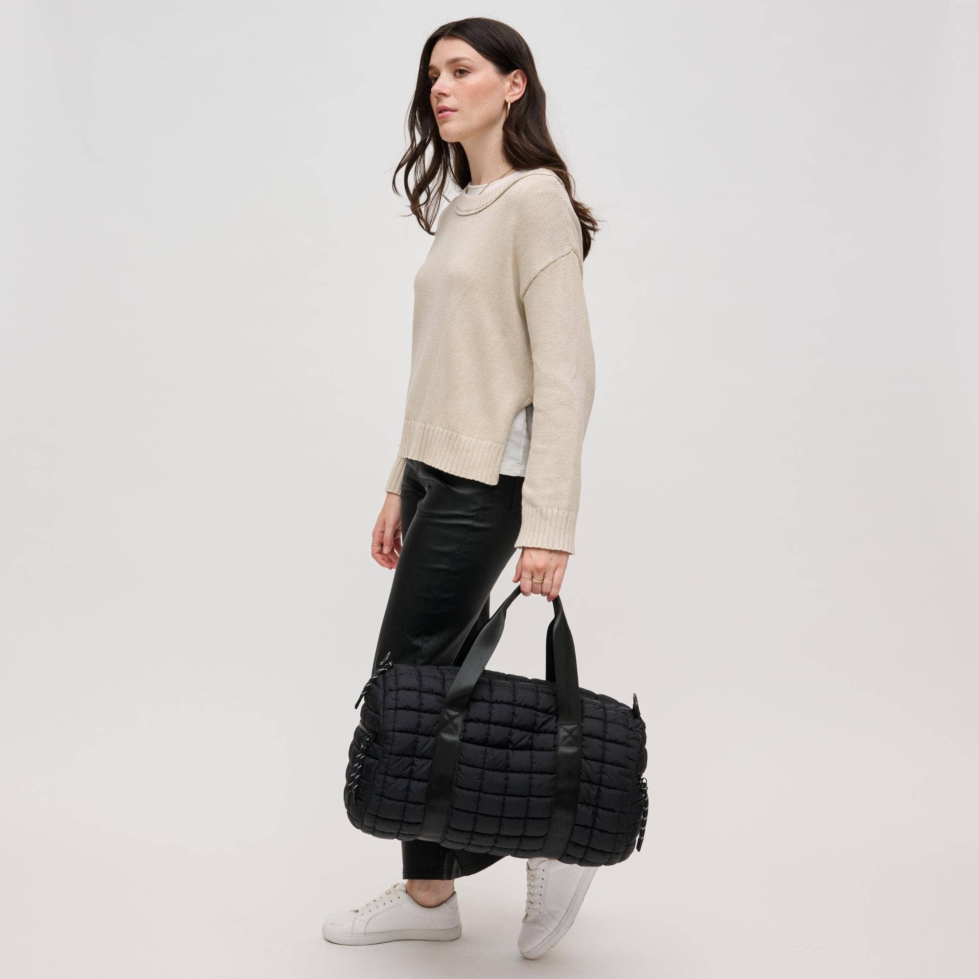 Ty Quilted Puffer Nylon Duffel: Natural