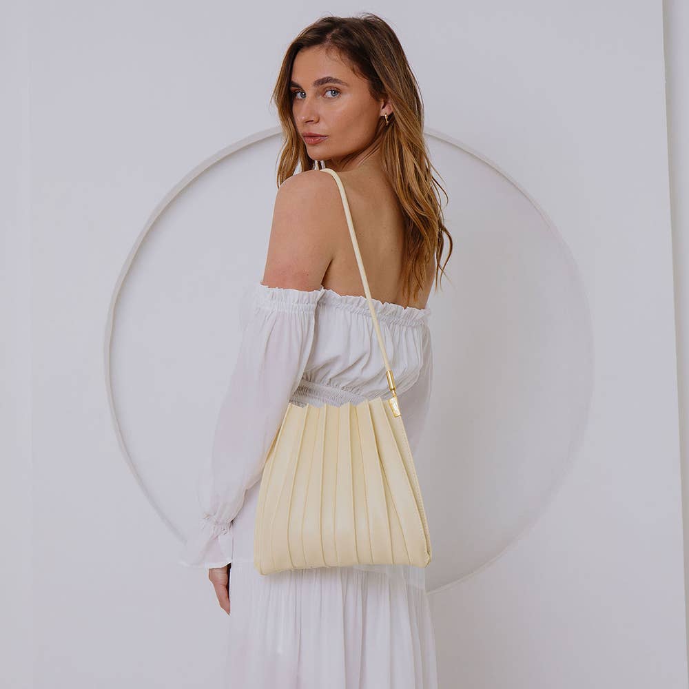 Carrie Key Lime Pleated Vegan Shoulder Bag