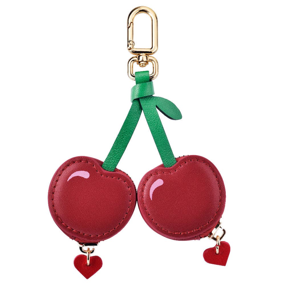 Cherry Leather Bag Charm for Airtag®: Red