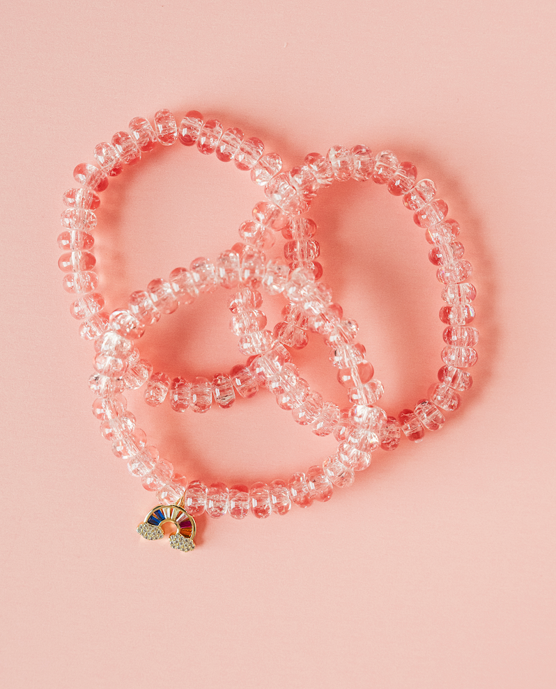 Iced Out Bracelet Set: Coral