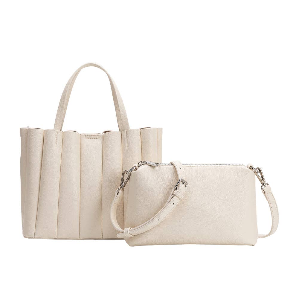 Adela Ivory Recycled Vegan Leather Tote Bag