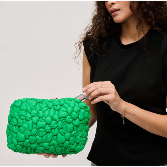 Flora Pop Nylon Cosmetic & Travel Organizer Pouch: Kelly Green