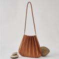 Load image into Gallery viewer, Carrie Saddle Pleated Vegan Shoulder Bag
