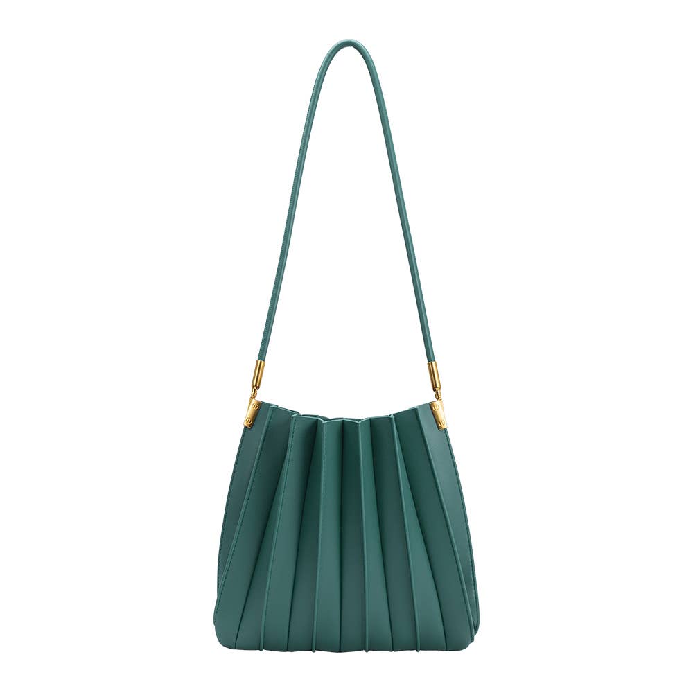 Carrie Peacock Pleated Vegan Shoulder Bag