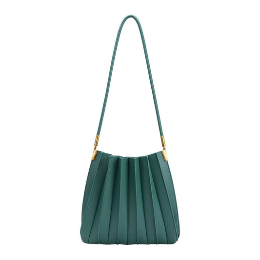 Carrie Peacock Pleated Vegan Shoulder Bag