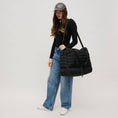 Load image into Gallery viewer, Globetrotter Quilted Nylon Puffer Travel Weekender: Black
