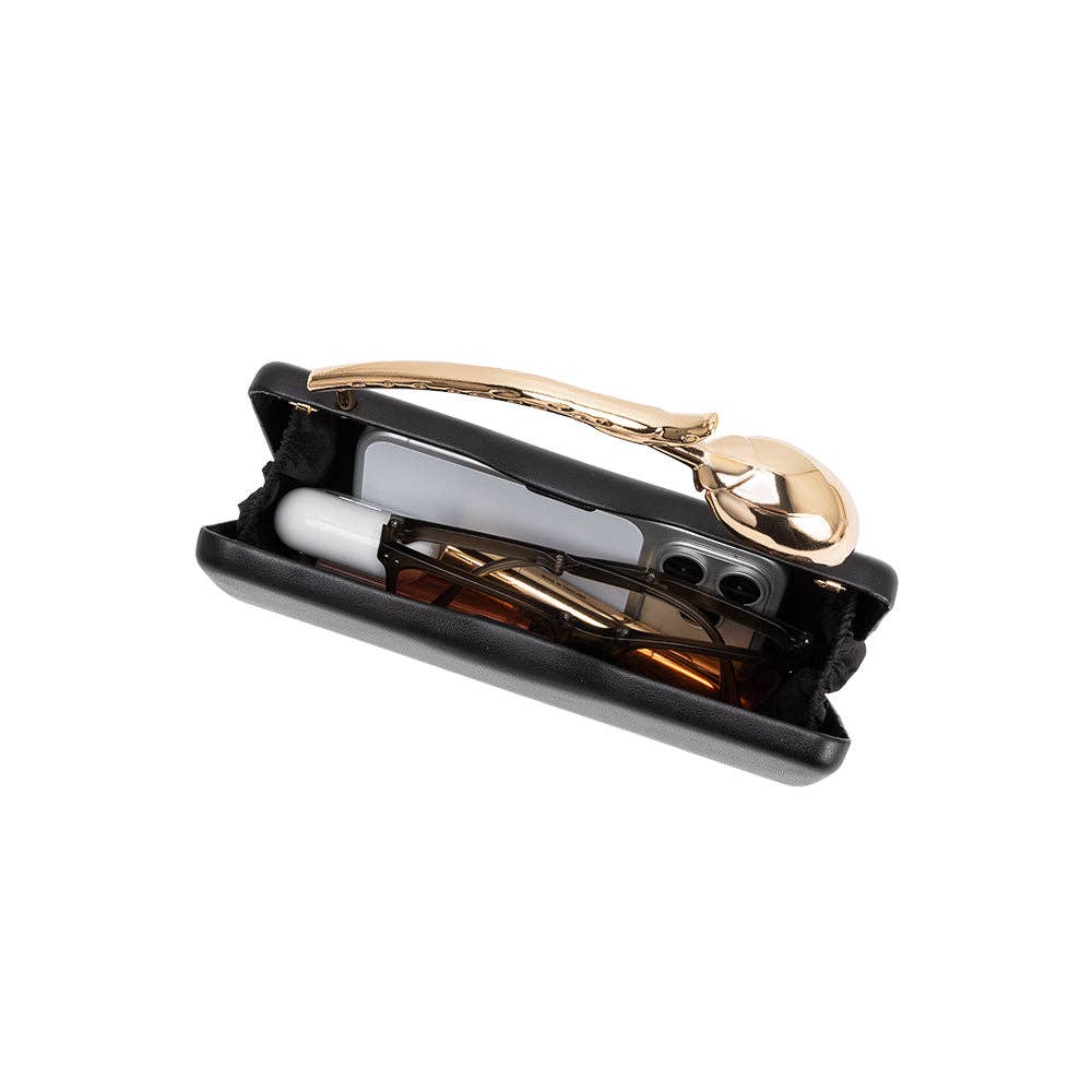 Belle Black Vegan Leather Top Handle Bag