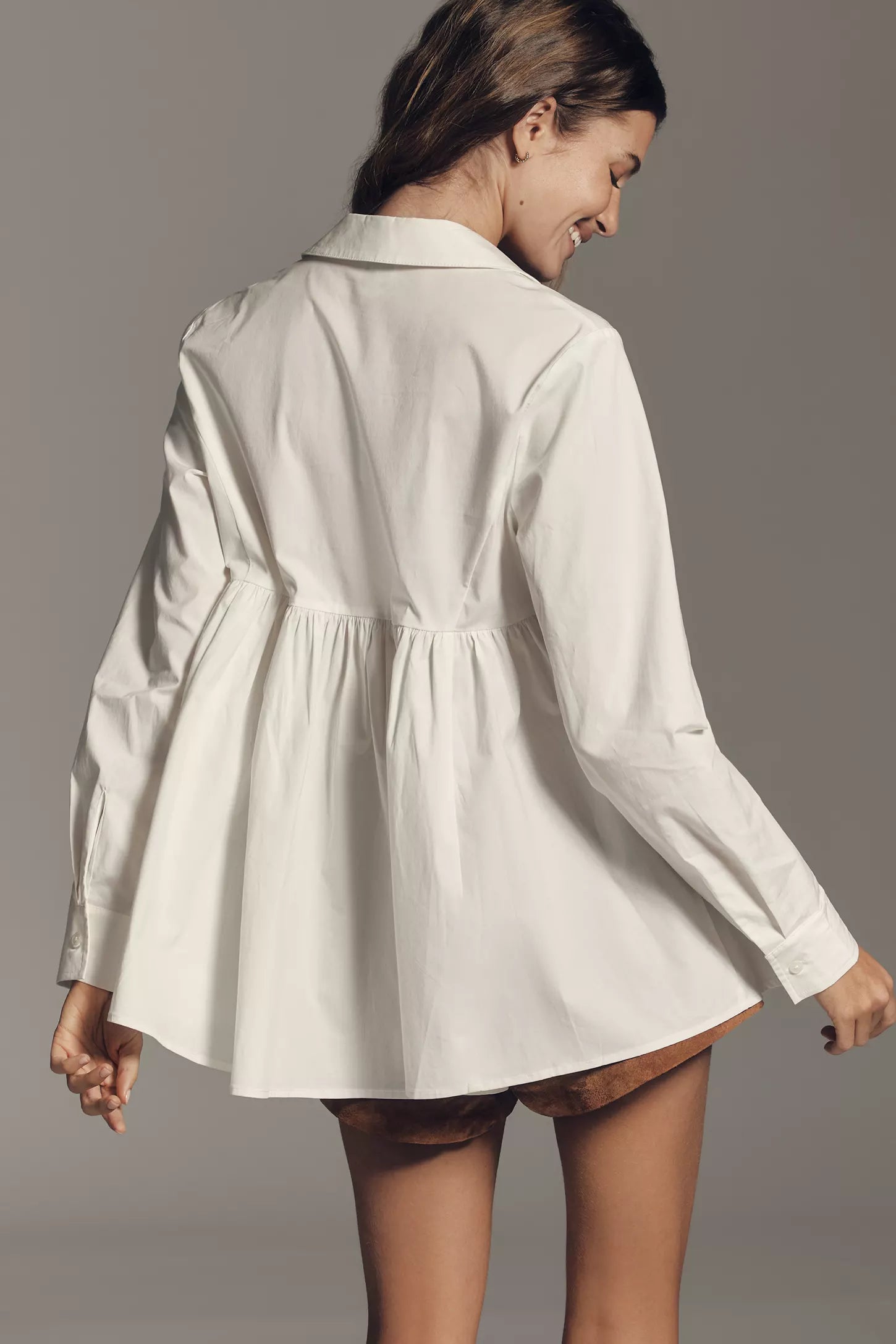 Maeve Long-Sleeve Scoop Babydoll Top