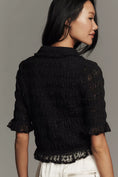 Load image into Gallery viewer, Maeve Ruched Sheer Buttondown Shirt

