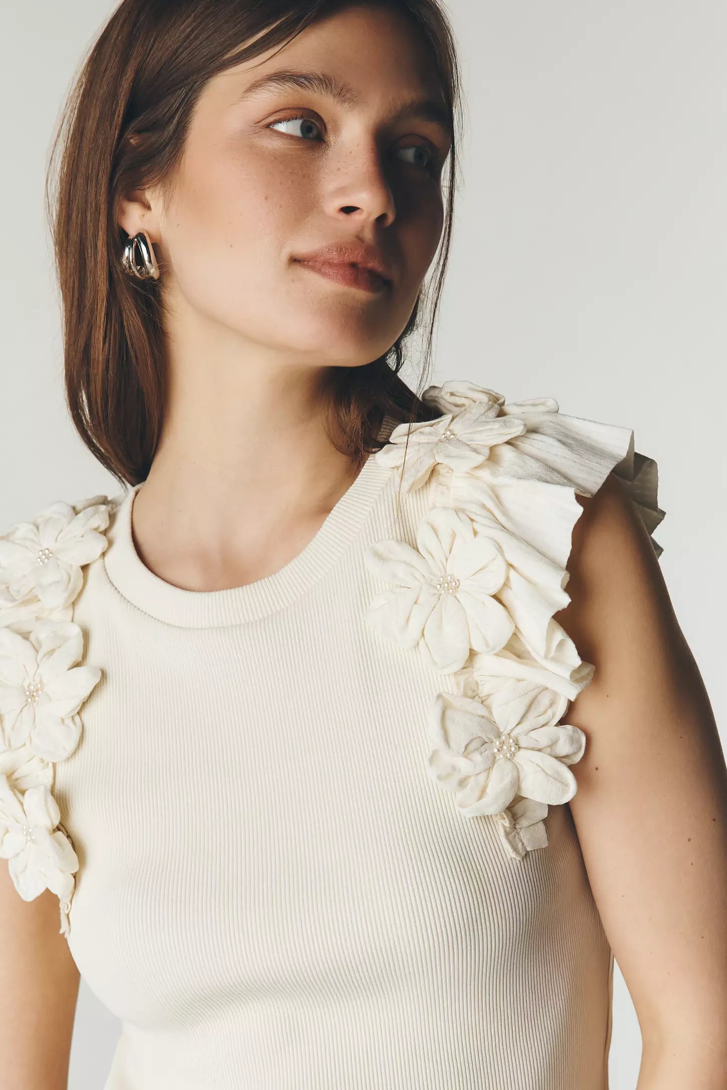 Ollari Fluttered Floral Tank