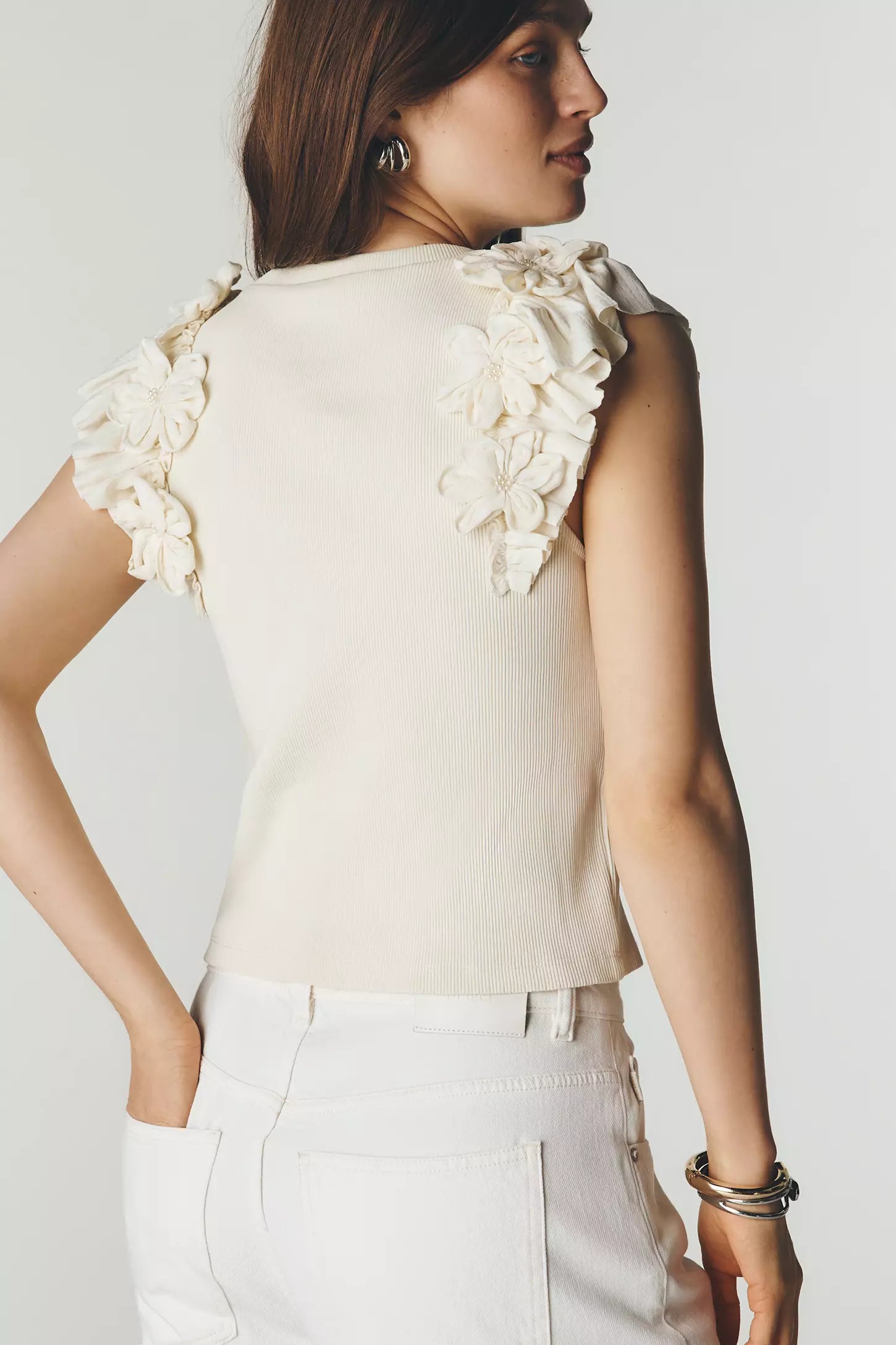Ollari Fluttered Floral Tank